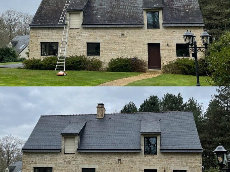 Rénovation ardoise avant/après — MSC Couverture